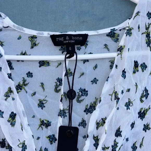 NWT - Rag & Bone Tamar Floral Maxi Dress Women SIZE 6 White sheer mesh viscose - Picture 3 of 8